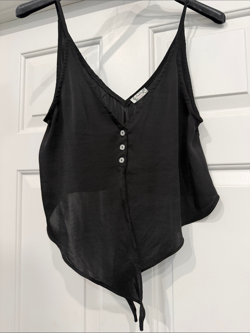 Free People Black V-Neck Button Front tie Camisole